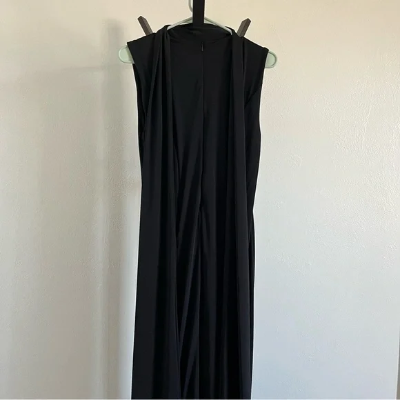 Meshki Wisteria Slinky Maxi Dress With Scarf - Black Size Medium - Picture 9 of 11